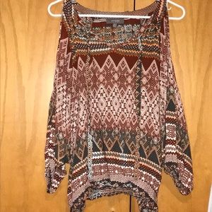 Women’s boho cold shoulder 3/4 sleeve